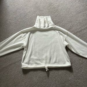 White crop top sweater w/ hood